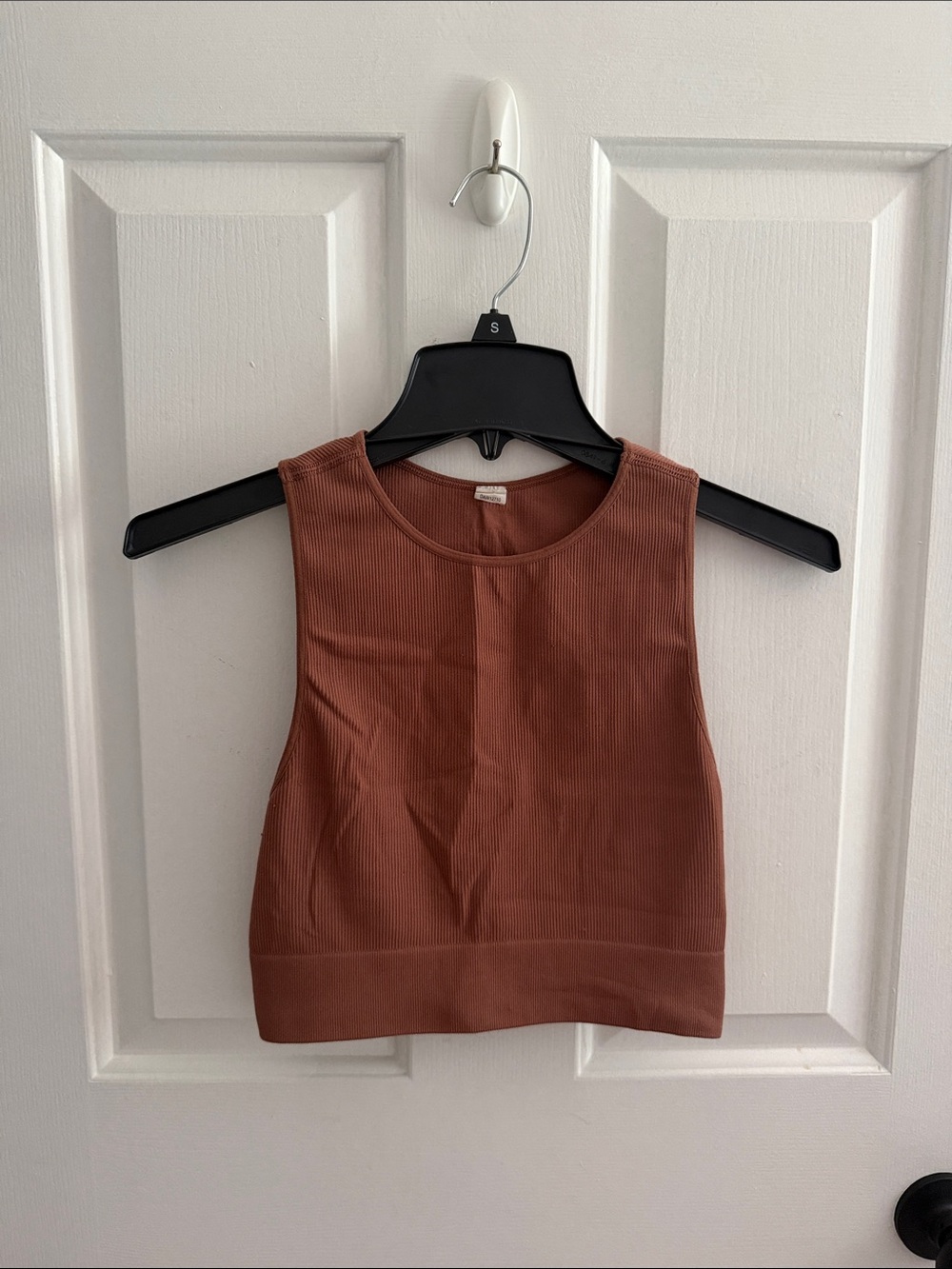 Women's Ribbed Crop Tank Top - Brown